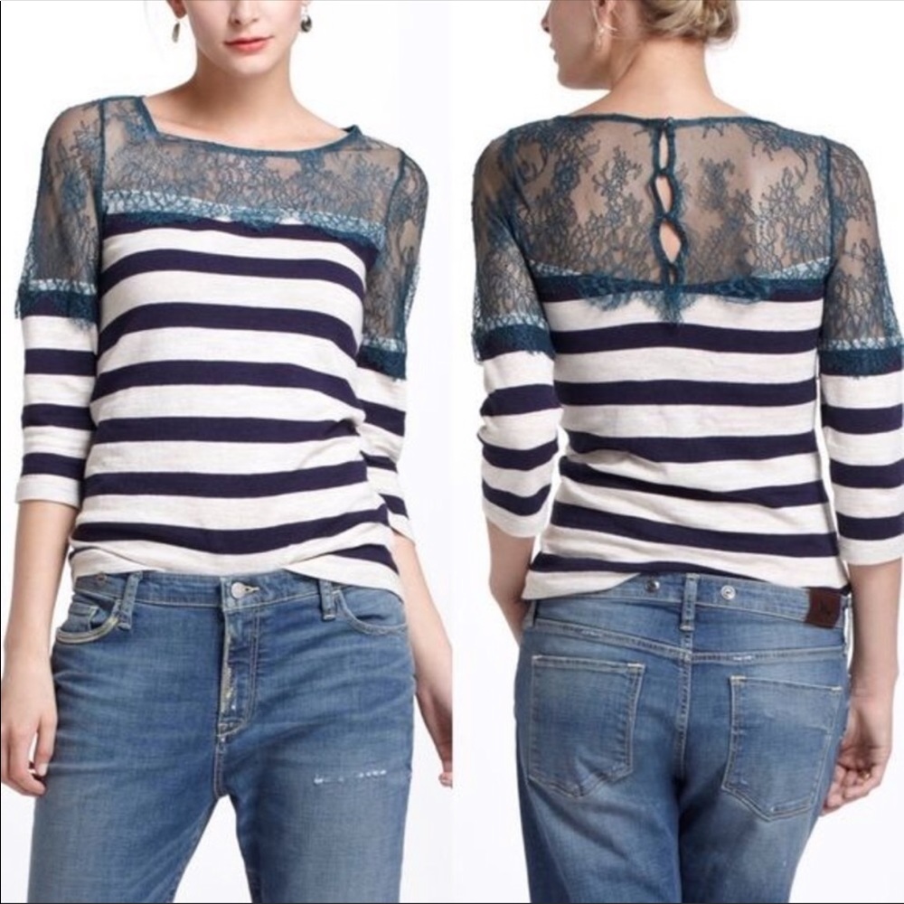 Anthropologie Deletta Lace & Lines Top!